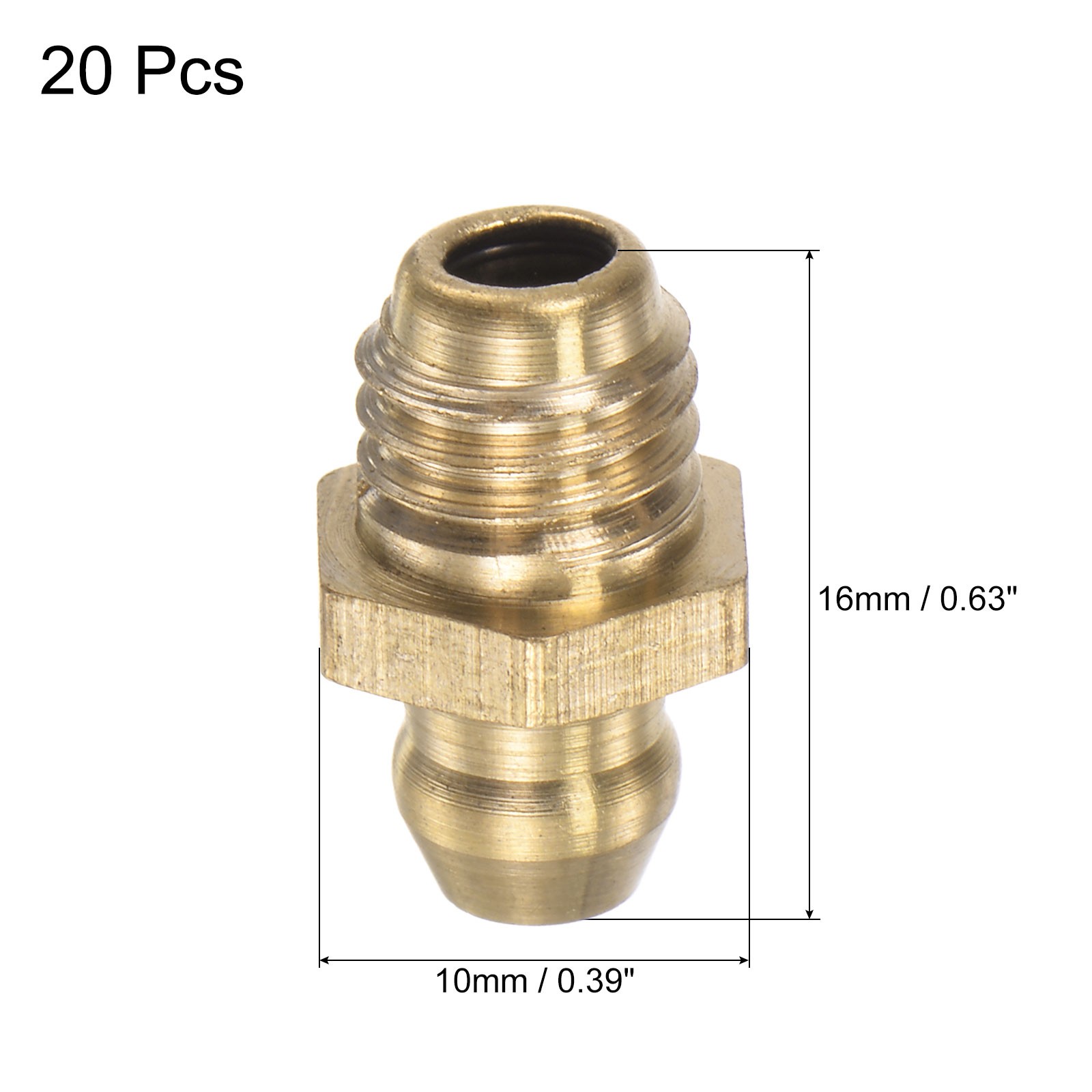 Brass Straight Hydraulic Grease Fitting Accessories M8 x 1.25mm Thread 20Pcs