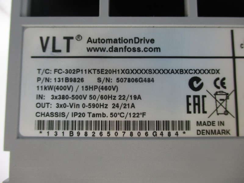 DANFOSS 131B9826 FC-302P11KT5E20H1XGXXXXSXXXXAXBXCXXXXDX 380-500V 22/19A UNMP