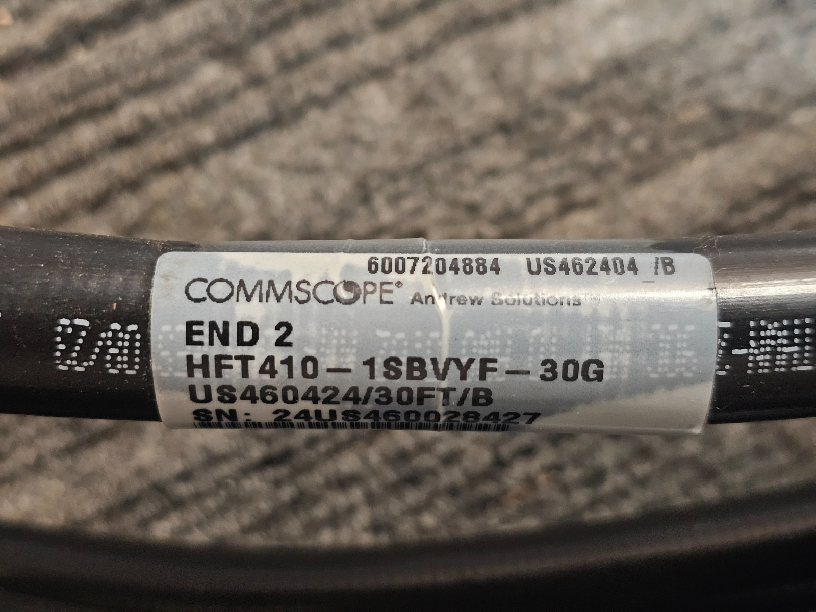 CommScope HFT410-1SBVYF-30G Heliax Fiberfeed Hybrid Jumper 30′ 4x10AWG, Black