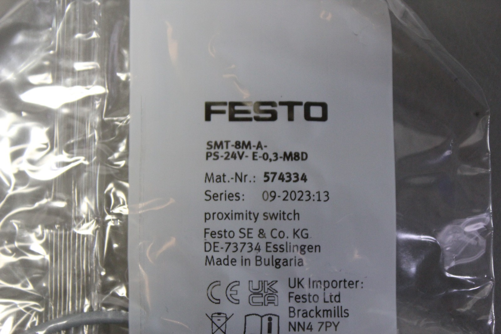 FESTO PROXIMITY SENSOR SWITCH SMT-8M-A-PS-24V-E-0,3-M8D NEW