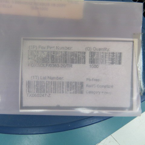 FOX_ELEC FOXSDLF/0368-20/TR Qty of 200 per Lot CRYSTAL,3.6864MHZ,20PF,SMD,LEAD