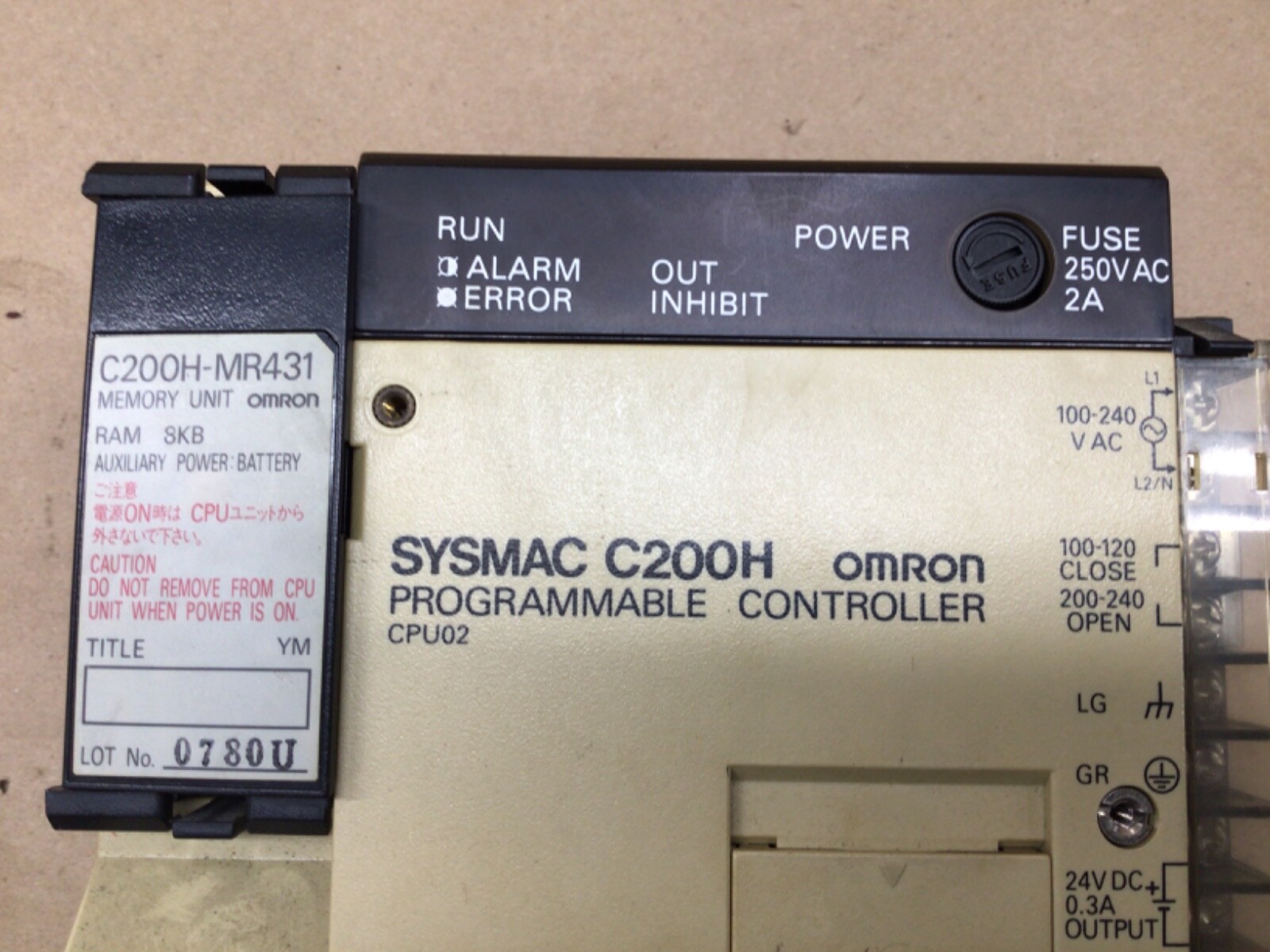 Omron C200H-CPU02 Sysmac C200H Programmable Controller Unit #4004A44AD
