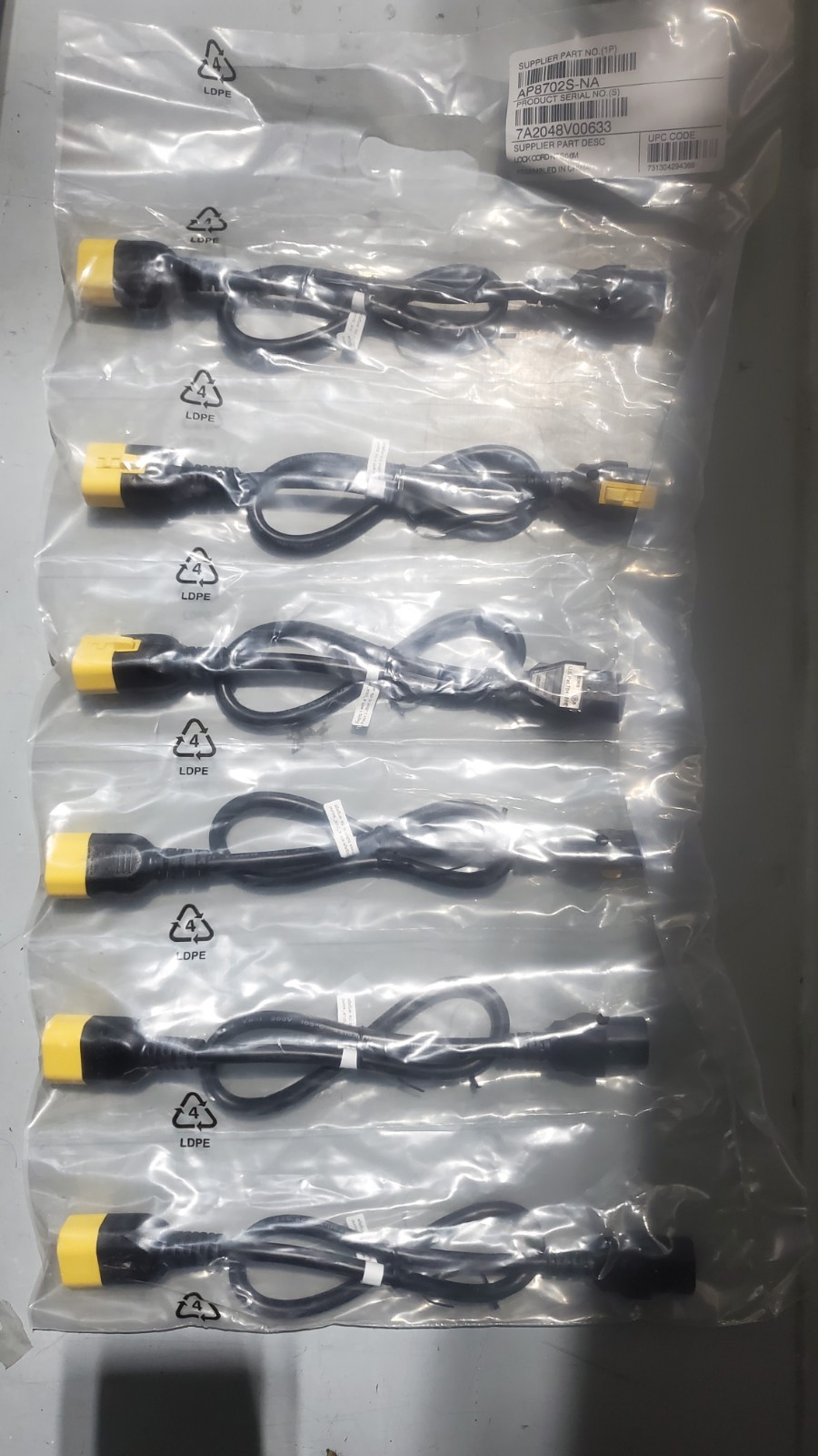 *LOT OF 6* AP8702S-NA LOCKING POWER CORD KIT 0.6M Rack Power Cord