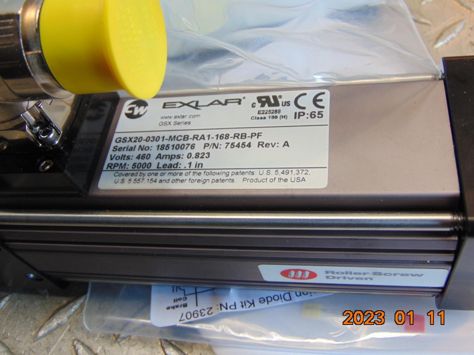 EXLAR GSX20-0301-MCB-RA1-168-RB-PF LINEAR ACTUATOR 2″ FRAME 3″ STROKE .1″ LEAD