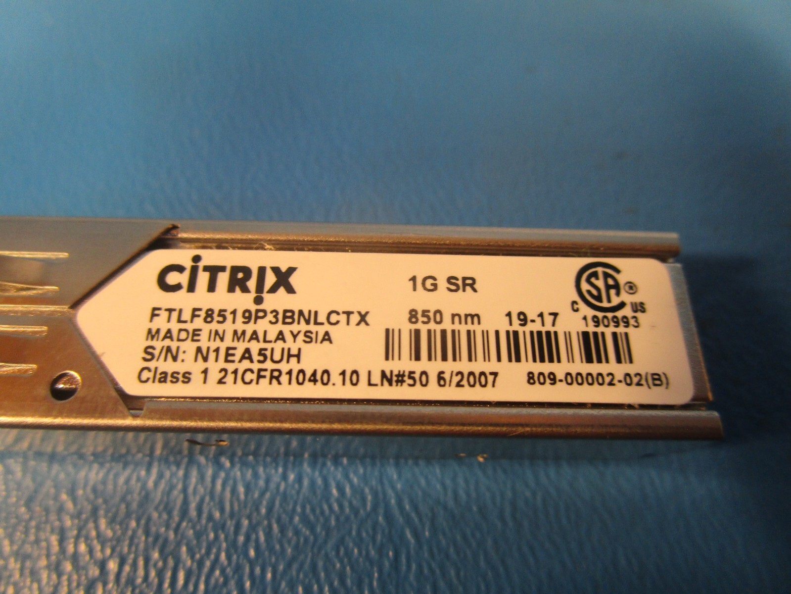 CITRIX FTLF8519P3BNLCTX, Transceiver Module, 850nm, 1G SR