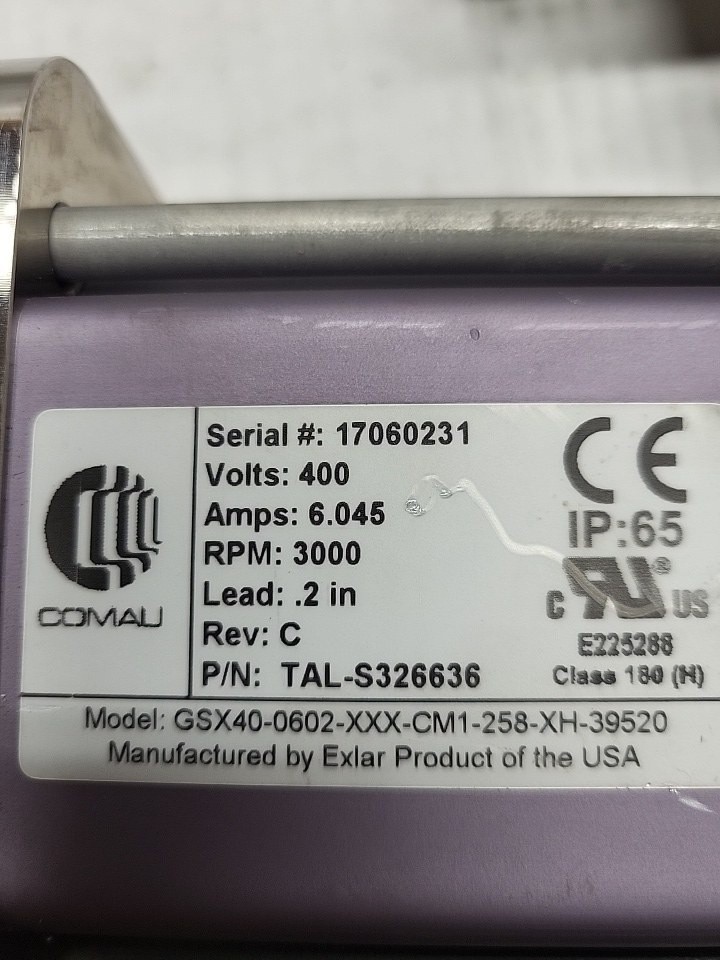 NEW COMAU GSX40-0602-XXX-CM1-258-XH-39520 REV C MOTOR 400V 6A 3000RPM *READ*