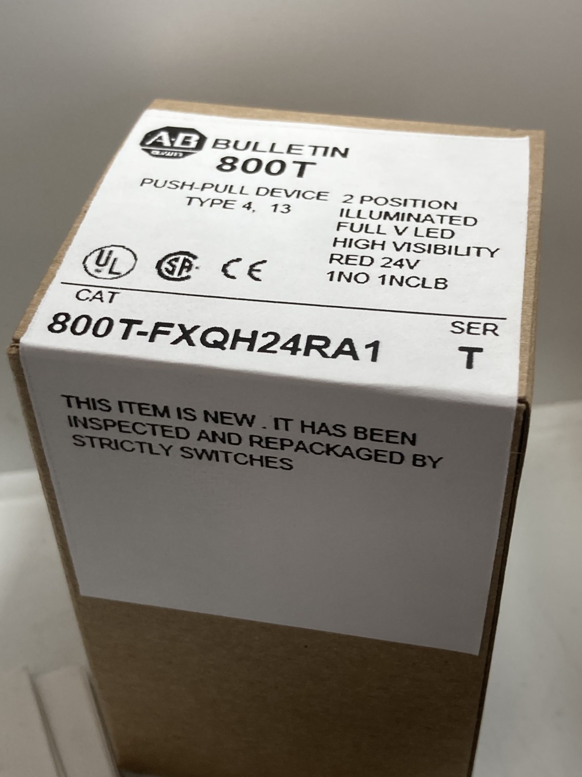ALLEN BRADLEY 800T-FXQH24RA1 PUSH PULL 2 POS ILL LED RED 24V 1NO/1NCLB SE T NIB