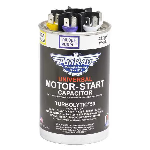 Global Turbolytic 50 Motor Start Capacitor, 23-302 MFD, Round