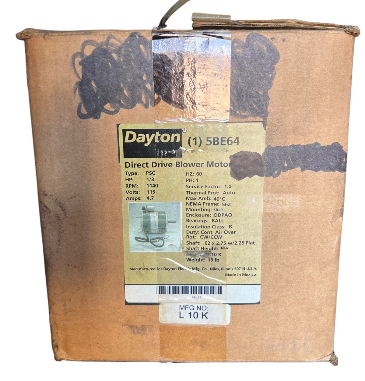Dayton 5BE64 Direct Drive Blower Motor New Quick Ship