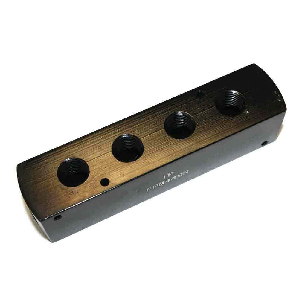 Aluminum Rectangular Manifold 3/8 Inch NPT Inlet Female 4 Way 1/4″ Outlet