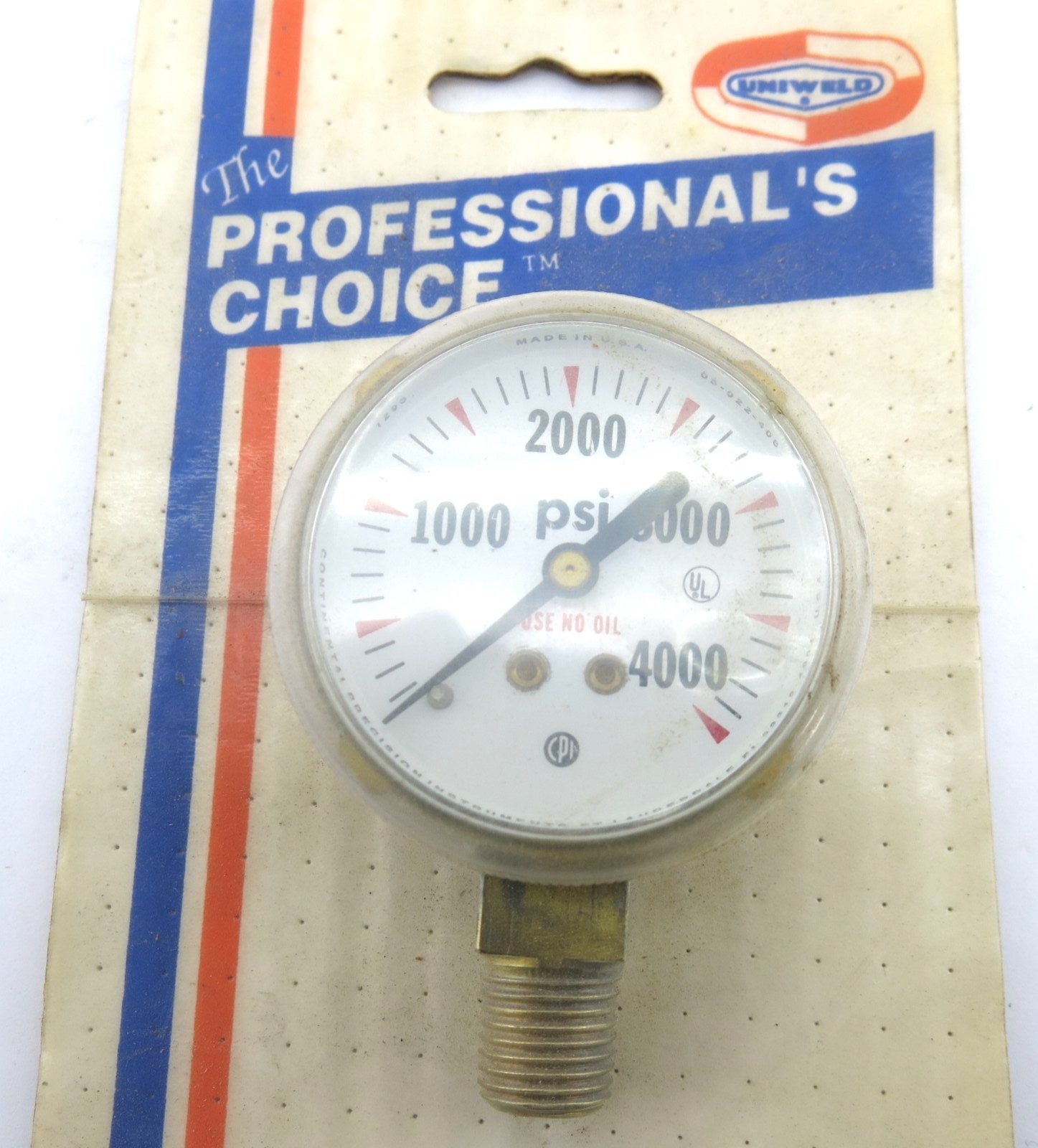 UNIWELD G7D Welding Gauge 2″ Brass 4000PSI 1/4 NPT New Sealed