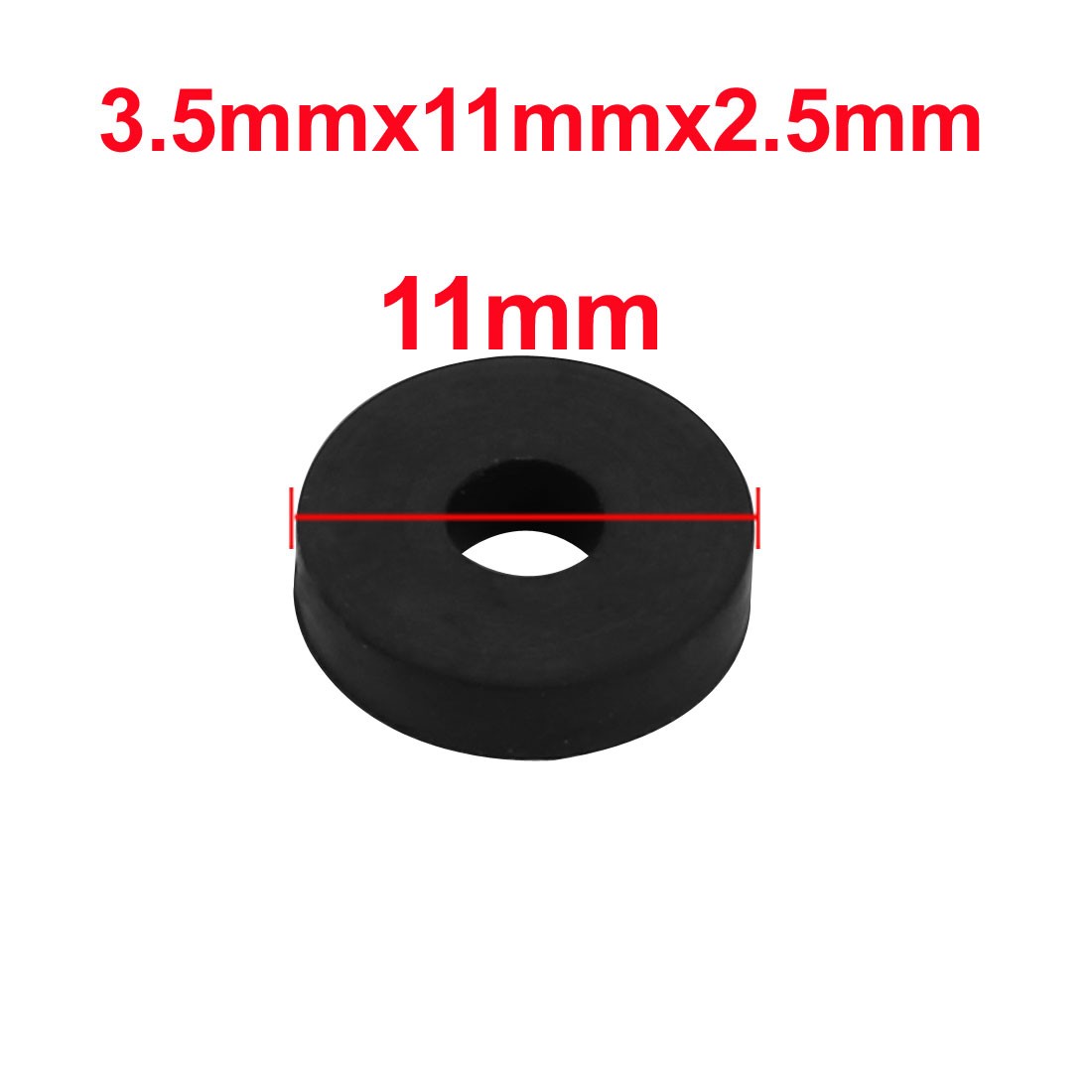40Pc Black Rubber Round Flat Washer Assortment Size 3.5x11x2.5mm Flat Washer