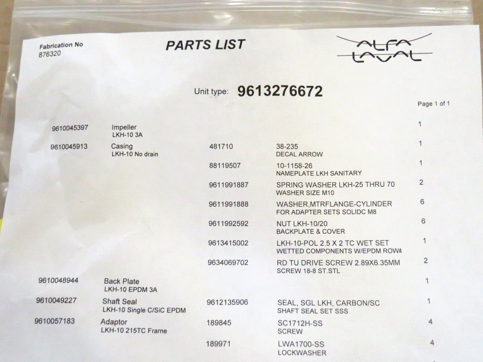 2-1/2″ X 2″ Alfa Laval LKH10M163S2EN21AAN Centrifugal Pump NEW 9613276672 10HP