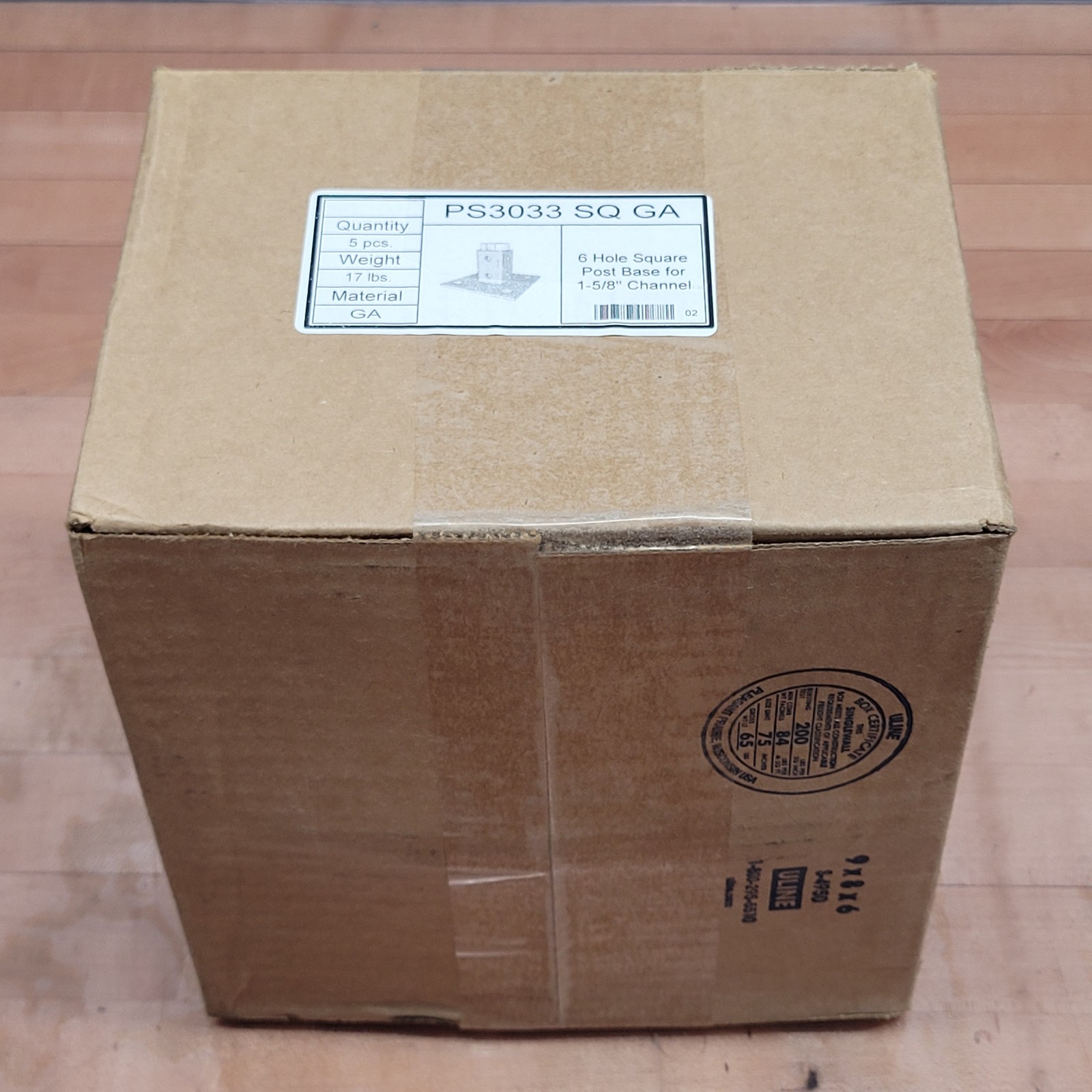 Box of 5 – PS3033 SQ GA 6 Hole Square Post Base For 1-5/8″ Channel – NEW