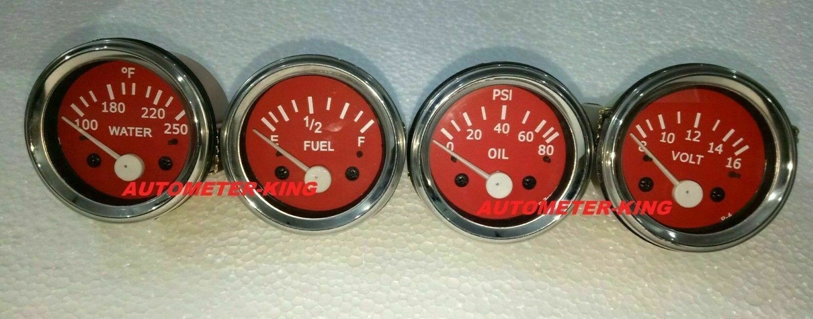 2″ / 52mm Electrical Oil Pressure Temperature Volt Fuel Gauge – Red Face