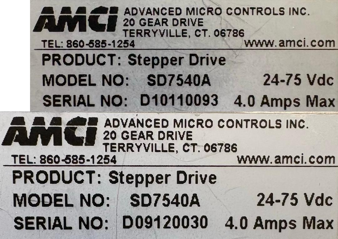 ADVANCED MICRO CONTROLS AMCI SD7540A STEPPER DRIVE – 1 LOT QTY 2