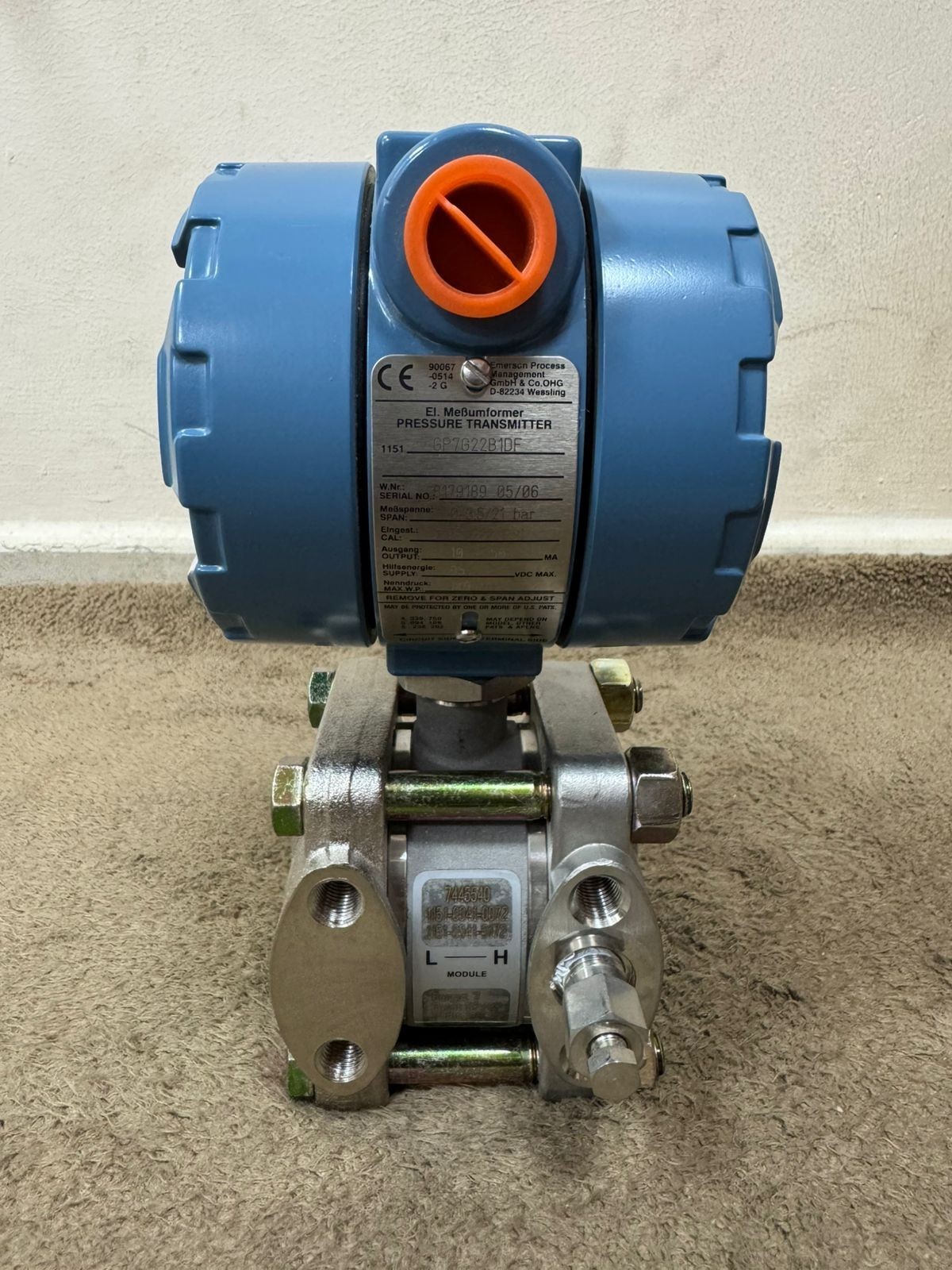 Rosemount / Pressure Transmitter / 1151GP7G22B1DF / W.P. 140BAR, Cal. 0-300PSI