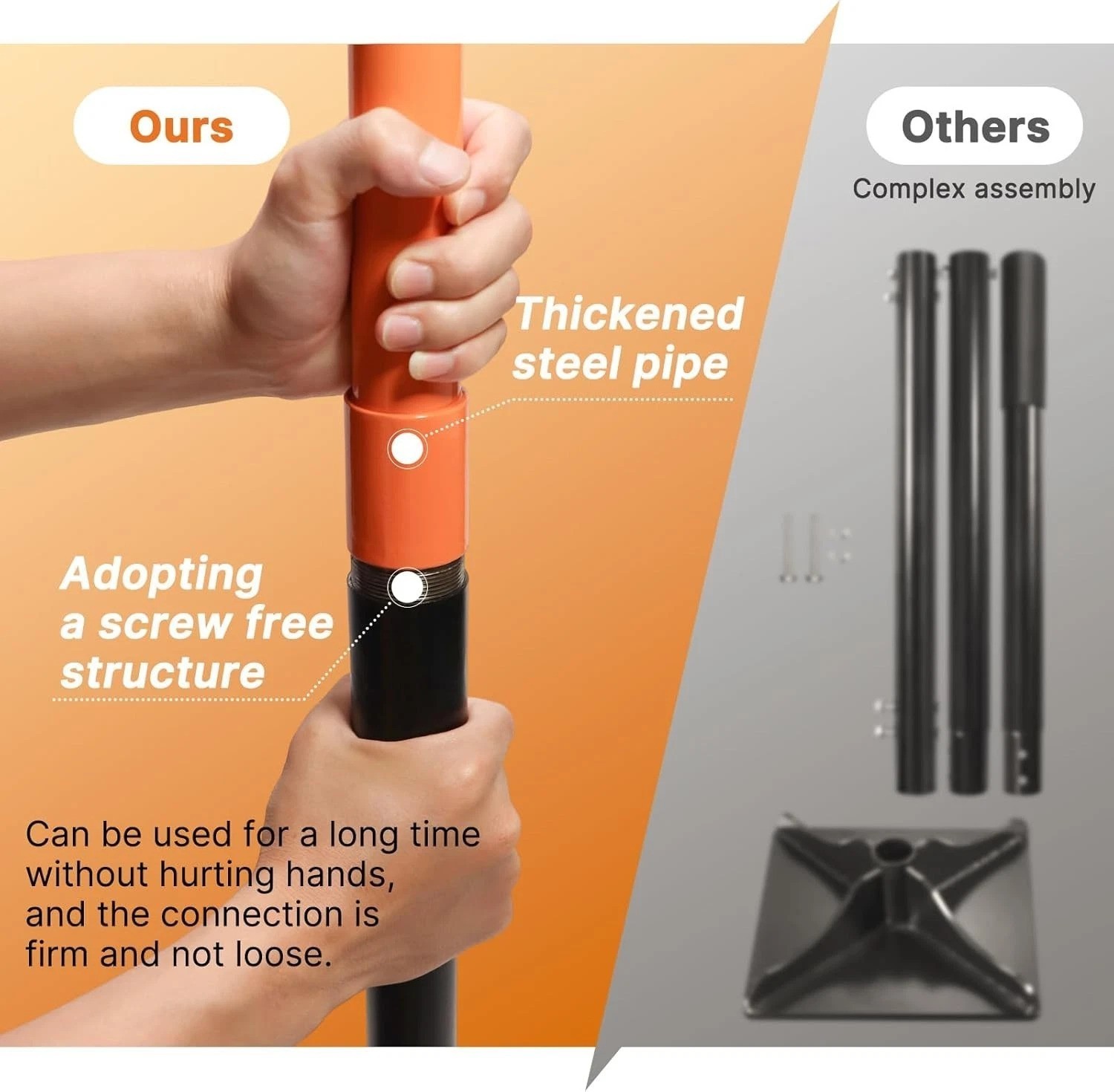 48 Inch Steel Hand Tamper Tool, 8×8 Inch Heavy Duty Ground Tamper and Soil Co…