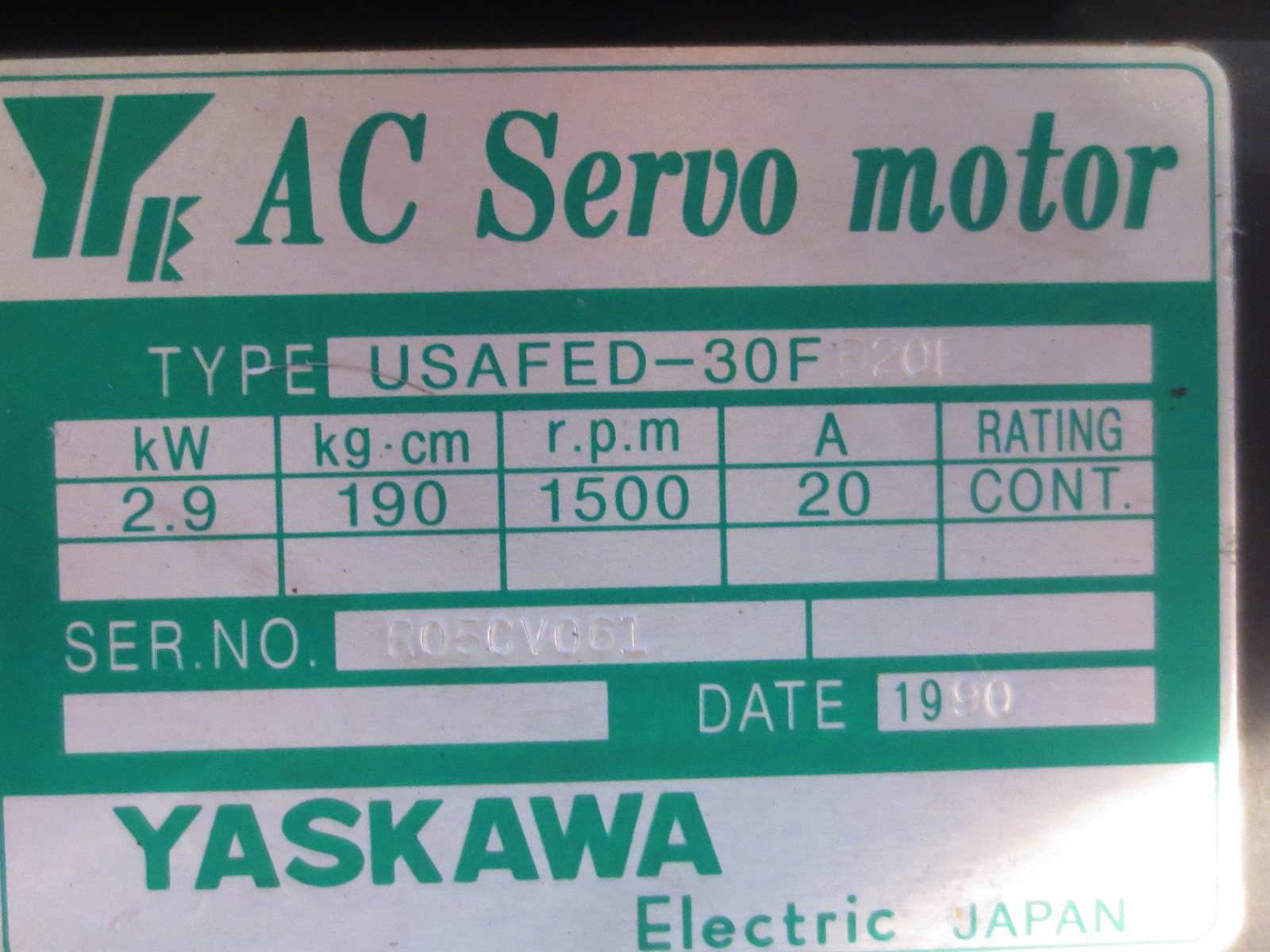 *SPECIAL PRICE*YASKAWA AC MOTOR USAFED-30FB20E OPTICAL ENCODER UTOPI-500UB