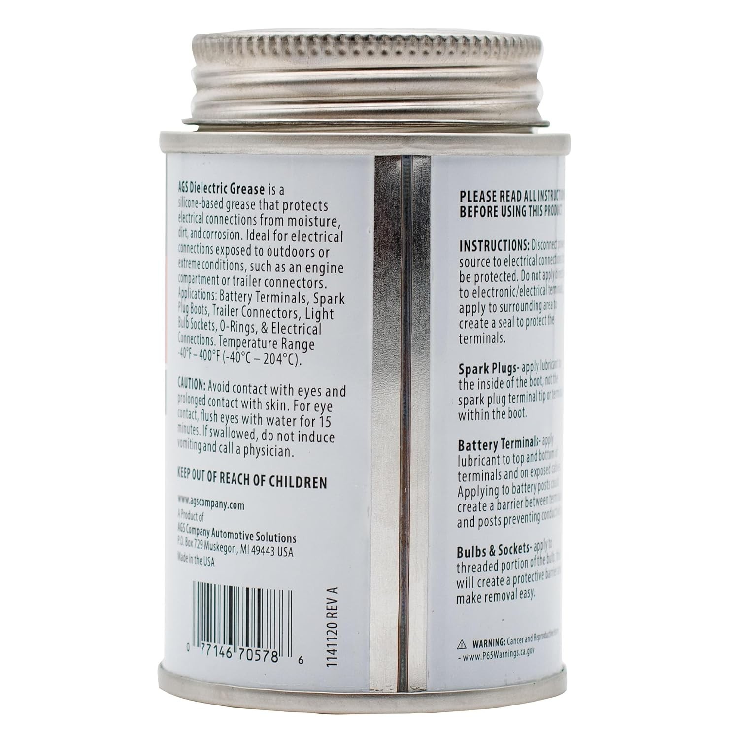 AGS Automotive Solutions Brush Top Can Dielectric Silicone Grease 4oz