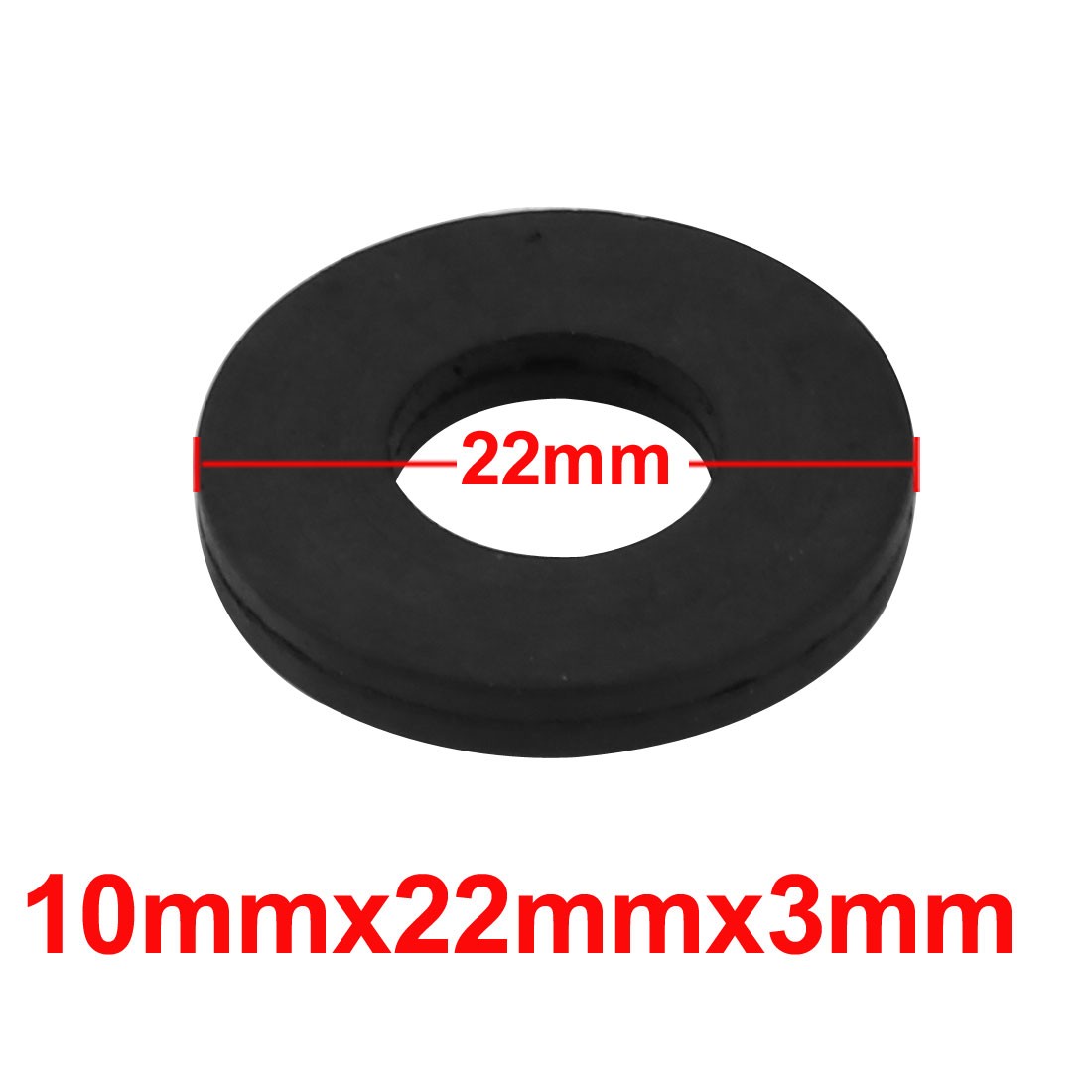 10 Pack 10x22x3mm Black Rubber Round Flat Washer Assortment Size Flat Washer
