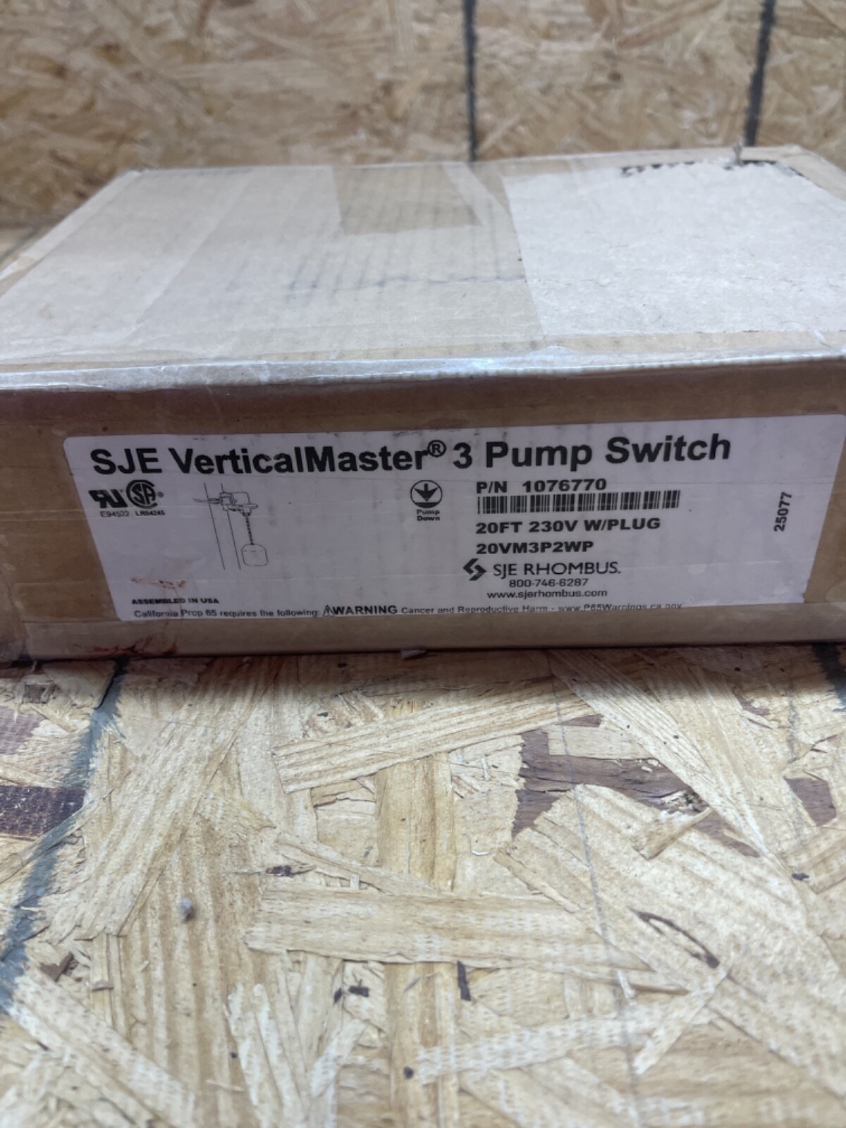 SJE-Rhombus 1076770, 20VM3P2WP, VerticalMaster 3 Pump Switch (C4)