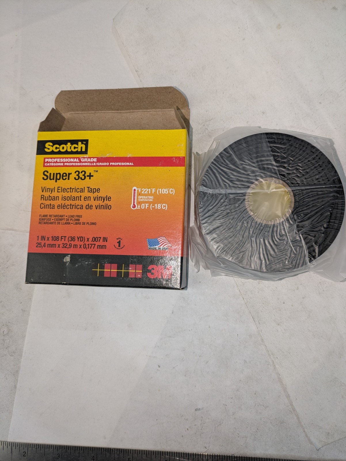 3M SCOTCH SUPER 33+ VINYL ELECTRICAL TAPE 1 IN X 108FT X .007 IN 25,4MM X 32,9MM