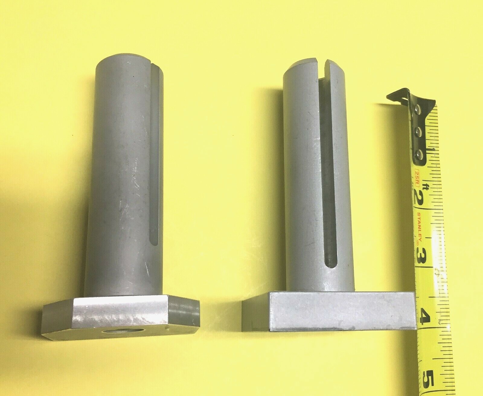 Lot of 2 slotted Aluminum 4″ Vertical Post holders for 1/2″ rods on bases