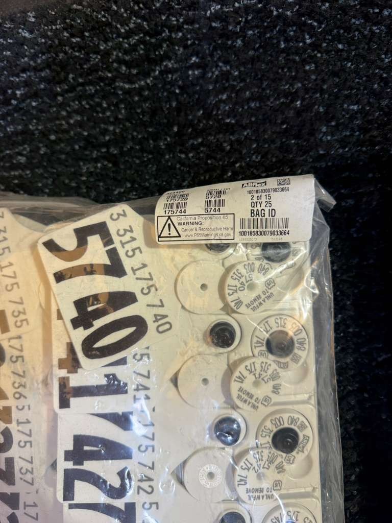 (QTY 375) AllFlex From Numbers #5395 To #5769 USDA Matched Pair Cattle Ear Tags