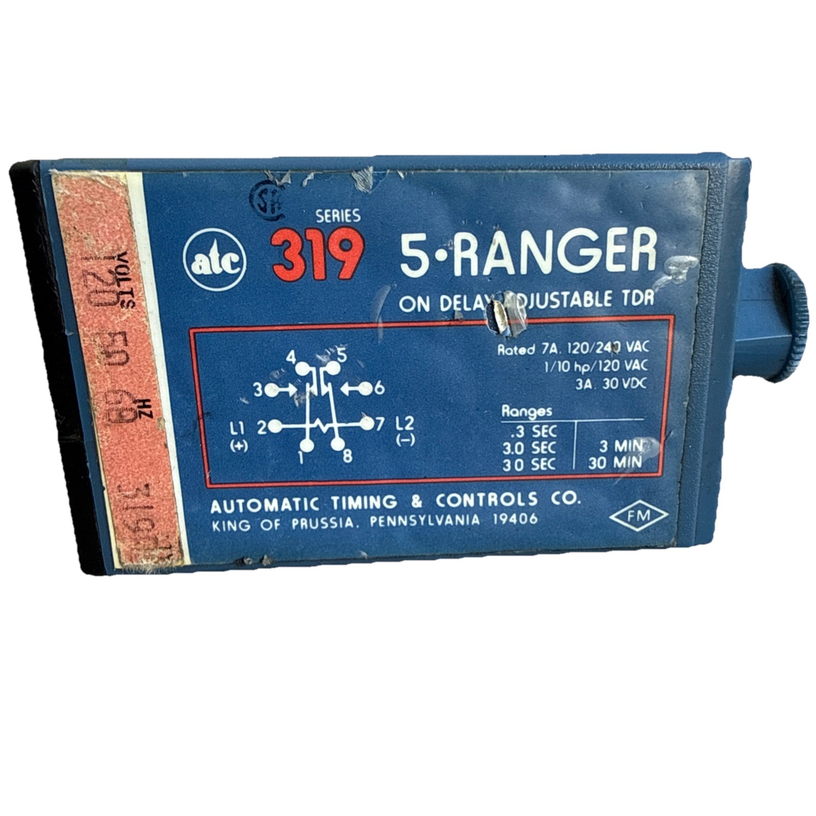 GUARANTEED! ATC 120V .3 SEC TO 30 MIN ELECTRONIC TIMER 319D-016-Q-1C