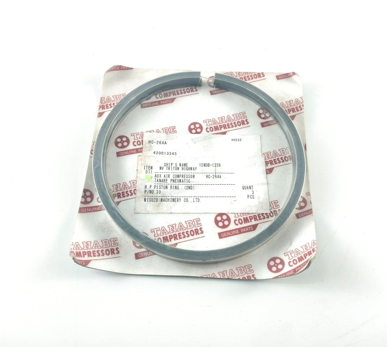 H.P Piston Ring (2ND) P/N 30 For Tanabe HC-264A Compressor Genuine Part (PACK 8)
