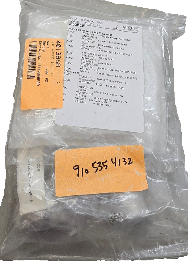 Pfeiffer B10000048 Spare Part Set Series 14b NPS 6″ CL150, Bushing,Seal,Spring