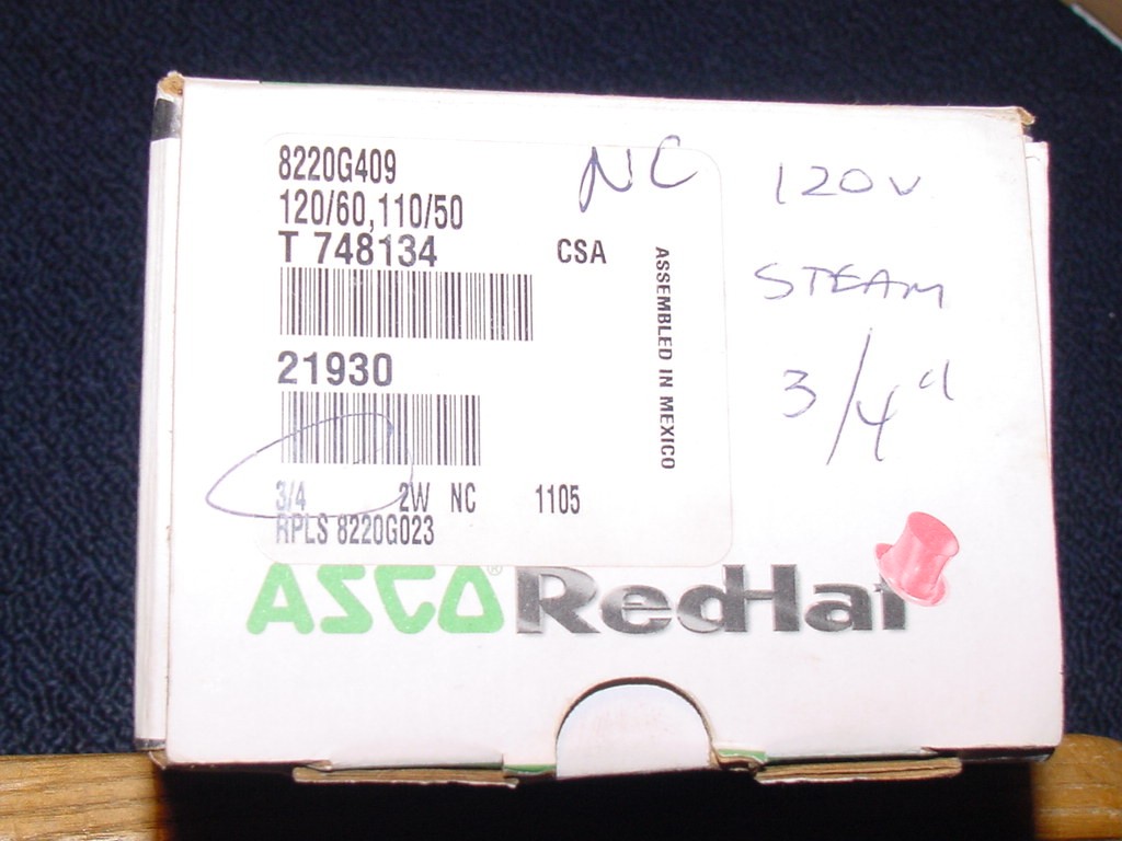 Asco RedHat 8220G409, 2-Way, Normally Closed, Solenoid Valve, Steam / Hot Water