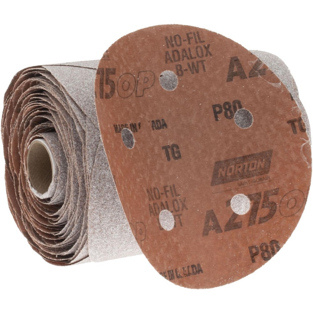 Norton 31498 5″ Dia PSA Disc Roll: 80 Grit, Aluminum Oxide Medium Grade, B-Weig