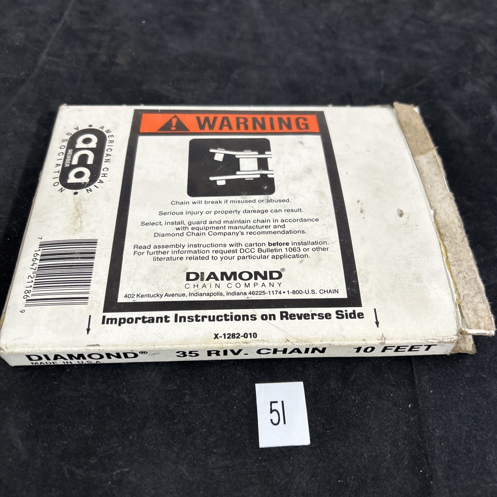 Diamond 35 SS RIV 10, 10 Feet, #35 Rivet Roller Chain XAP-1282-D-010