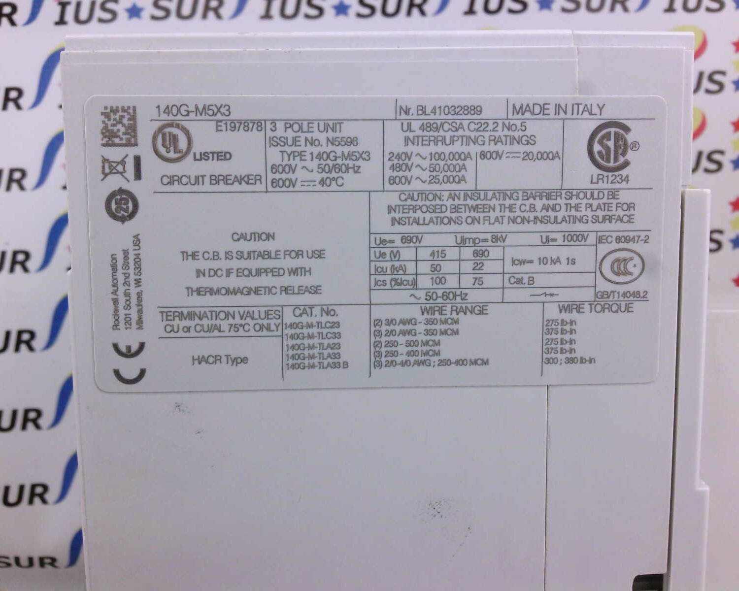 USSP Allen-Bradley 140G-M5H3-D60 Molded Case Circuit Breaker 140G-M5X3