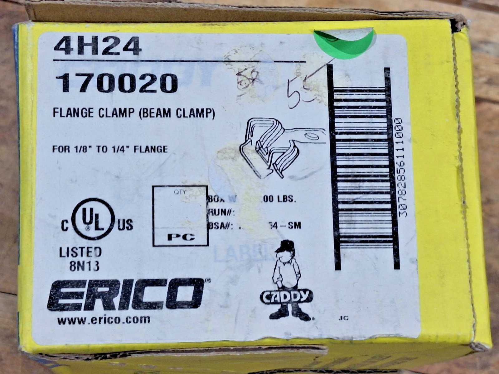 ERICO CADDY 4H24 170020 FLANGE CLAMP (BEAM CLAMP) – BOX OF 95