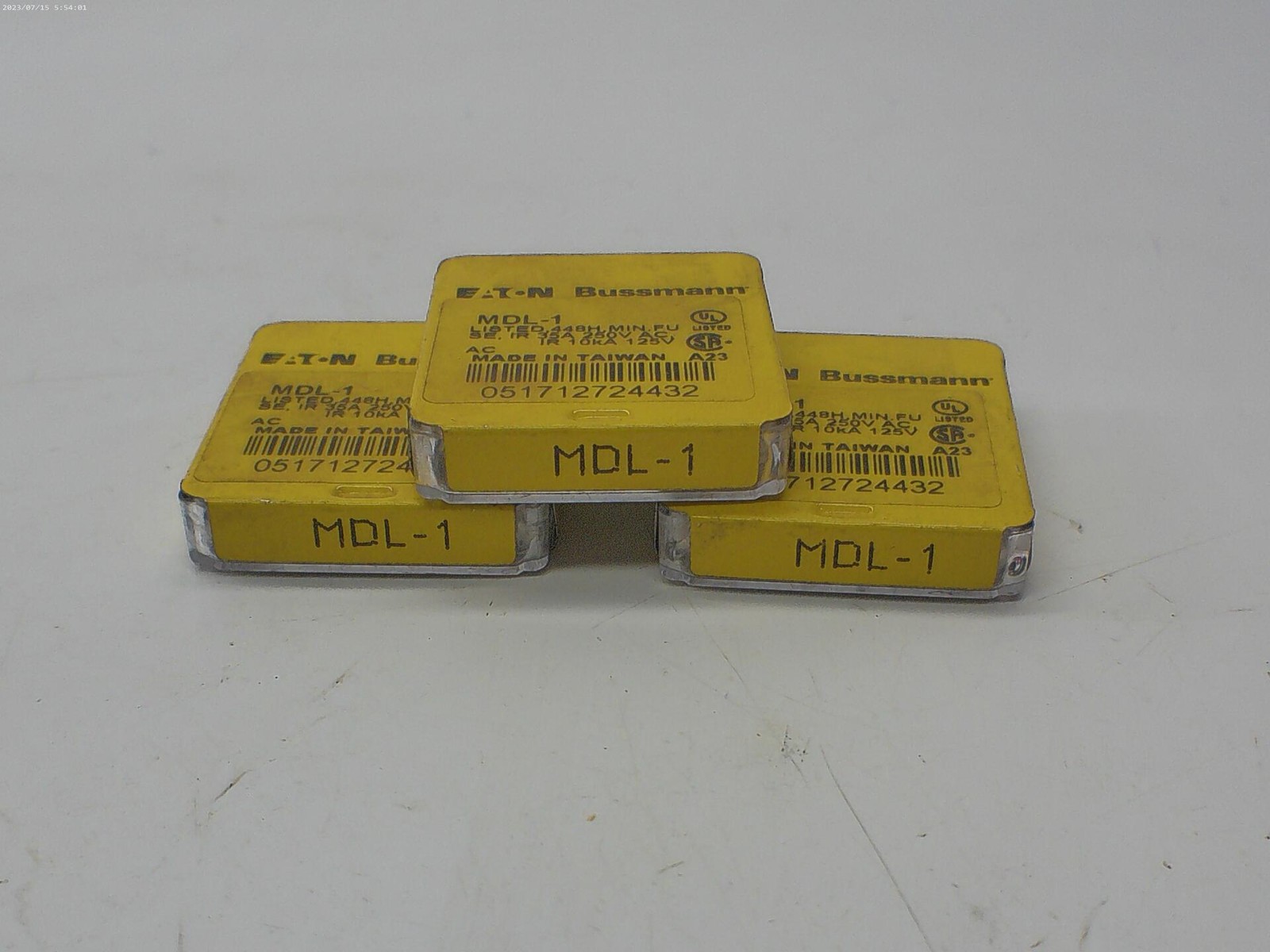 BUSSMANN MDL-1 FUSE LOT OF 3 PKG OF 5 NSMP