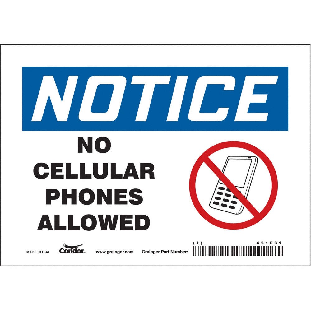CONDOR 451P31 Safety Sign,5 in x 7 in,Vinyl 451P31