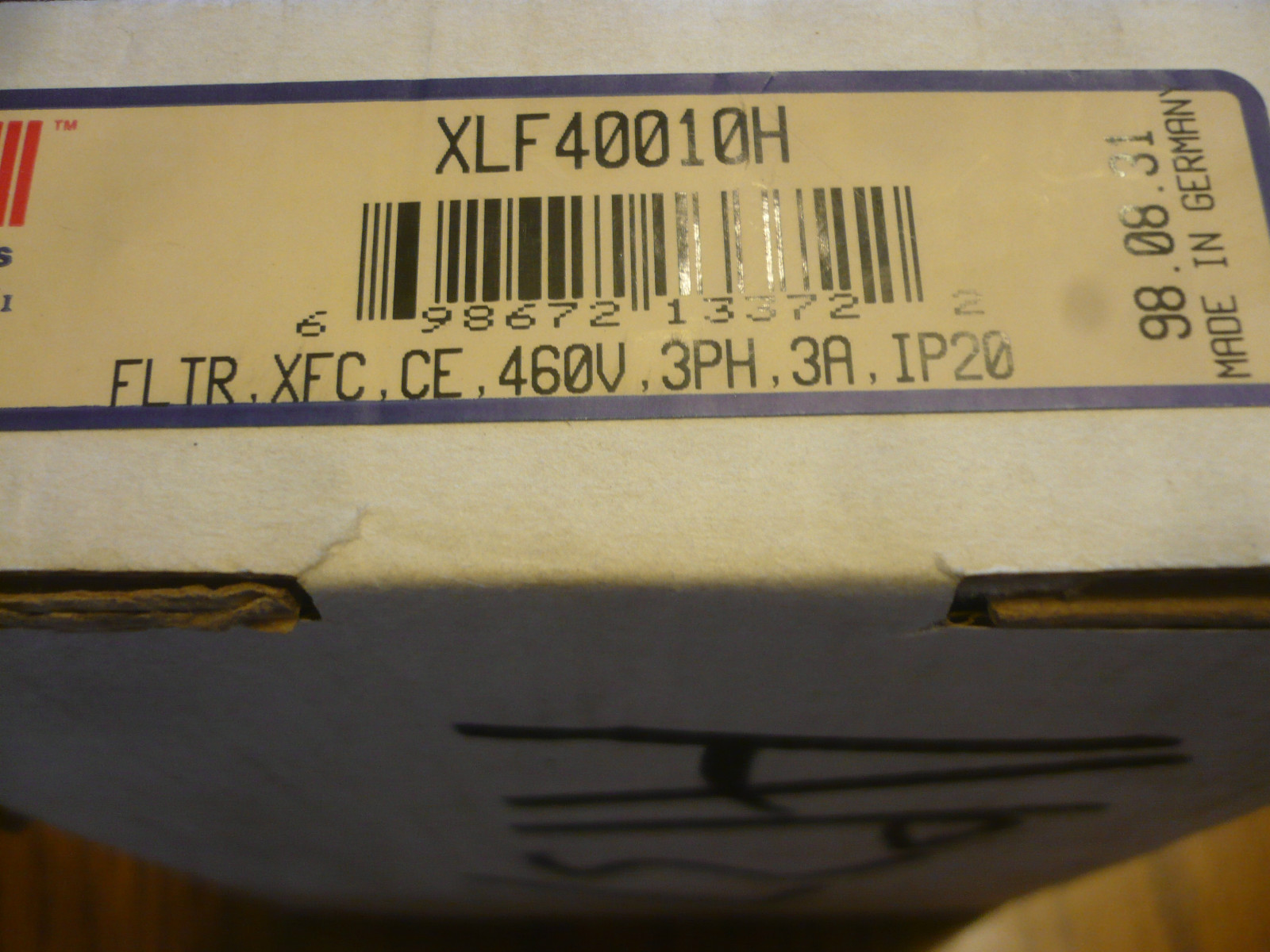 New TB Woods XLF-4001-0H DRIVE FLTR-XFC-CE 460V 3PH 3AIP20
