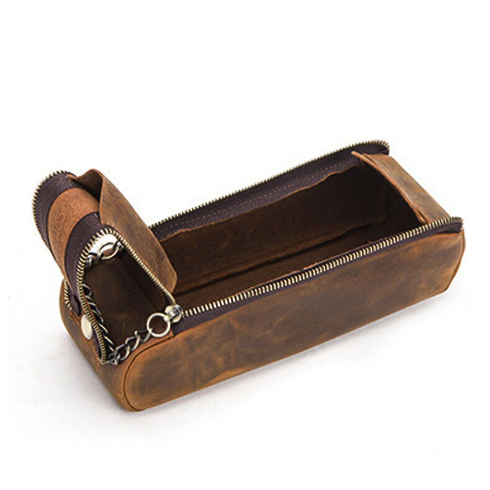 Retro Leather Cowhide Pen Case School Stationary Pencil Money Pouch Bags