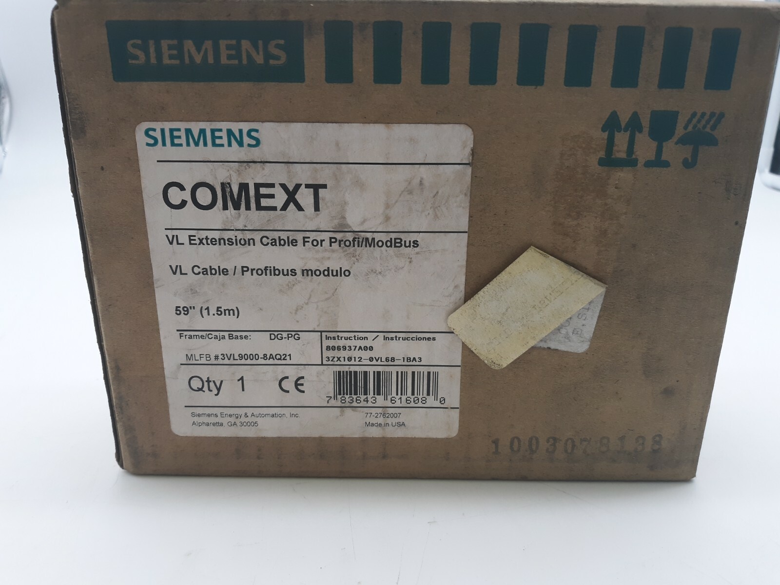 Siemens Comext 3VL9000-8AQ20 Extension Cable