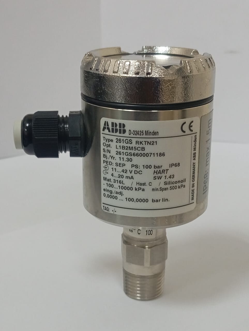 ABB / Gauge Pressure Transmitter / 261GS RKTN21 / 100bar