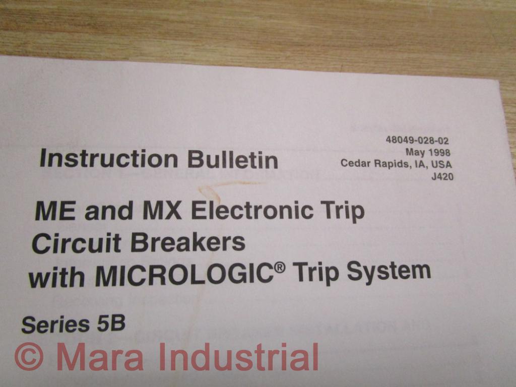 Square D 48049-028-02 Instruction Bulletin For ME & MX