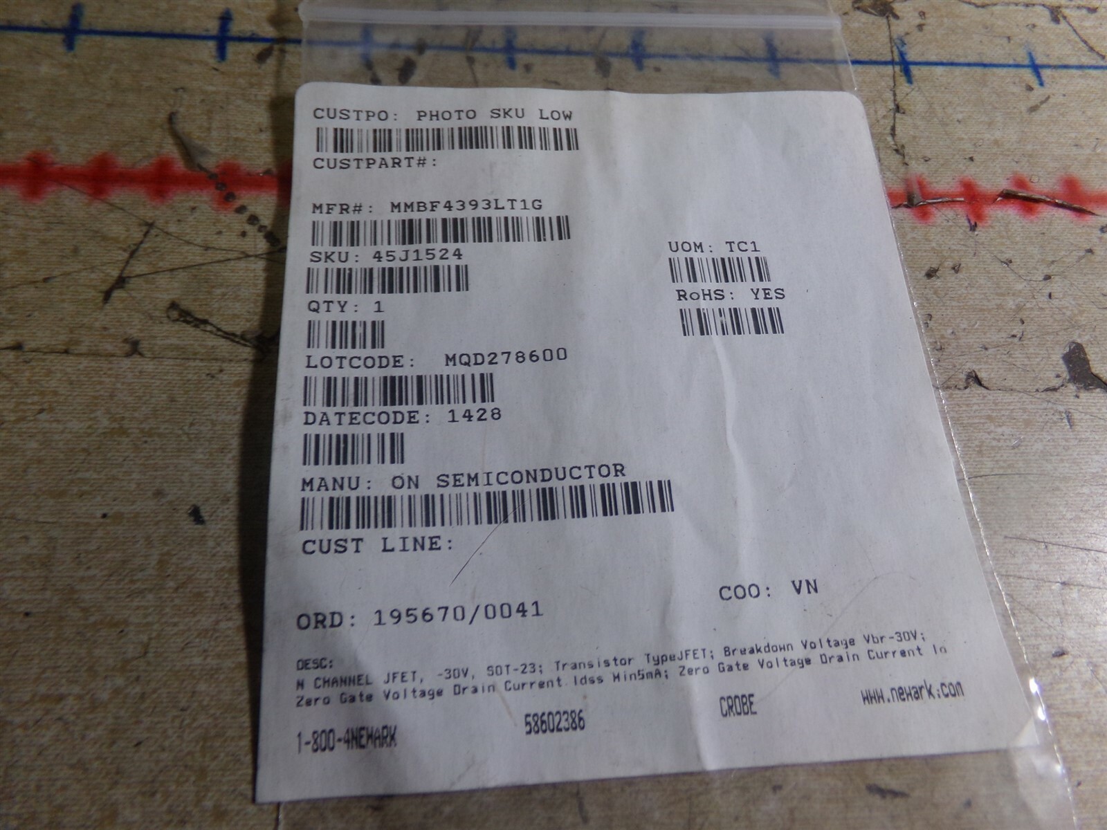 NEW Newark JFet Transistor MMBF439LT1G *FREE SHIPPING*