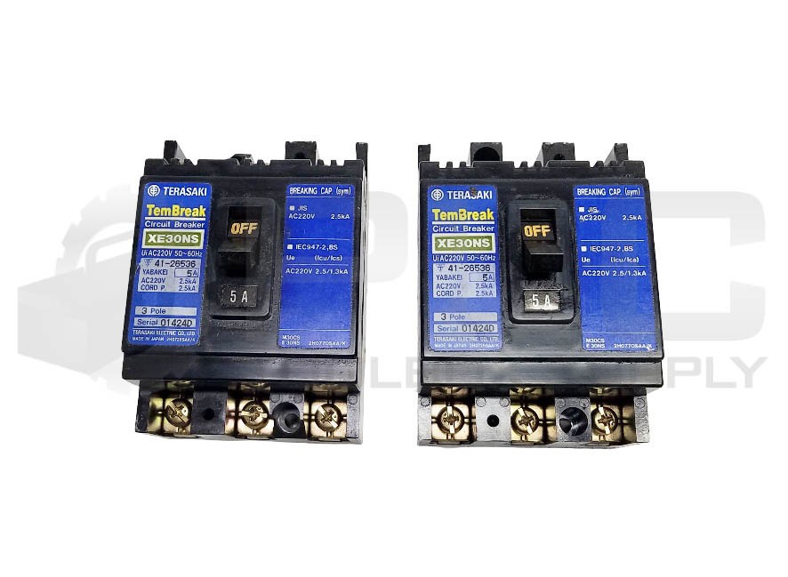 LOT OF 2 TERASAKI XE30NS TemBreak CIRCUIT BREAKER 5AMP 3P