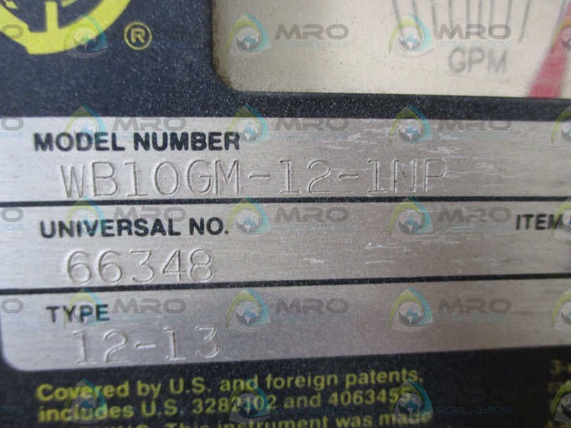 UNIVERSAL FLOW MONITOR INC. WB10GM-12-1NR METER 10-0GPM NSNP