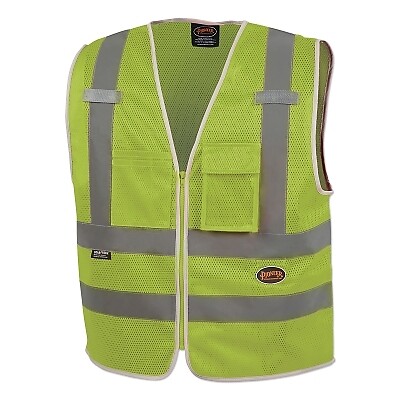 Pioneer V1025260U-XL Mesh 8-Pocket Safety Vest HV Yellow/Green X-Large