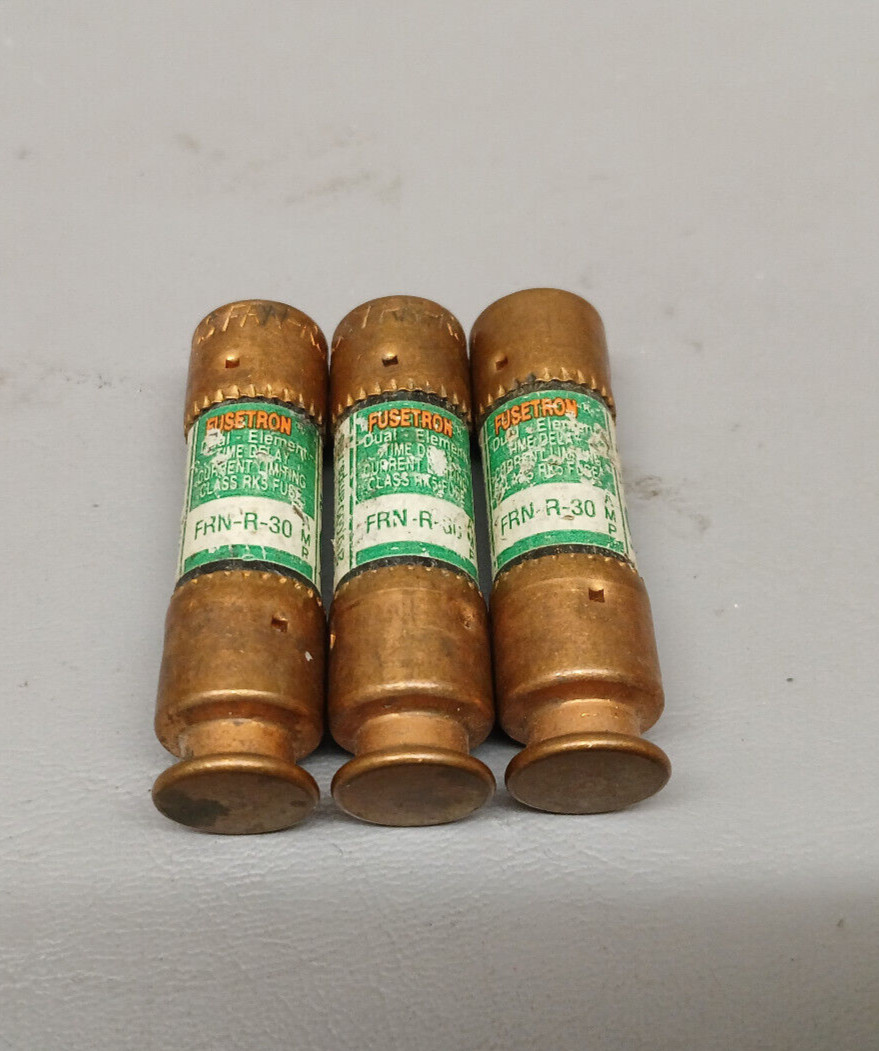 Lot of 3 Fusetron FRN-R-30 30A Class RK5 Fuses
