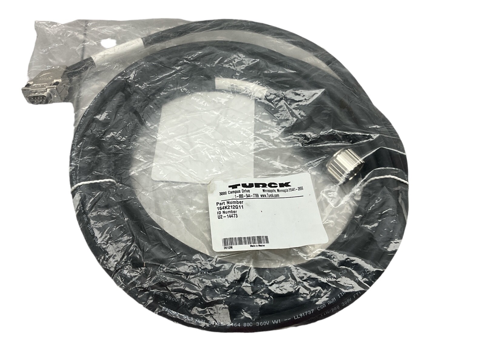 TURCK SERVO RESOLVER CABLE ASSEMBLY 12 PIN 12-PIN 19′ LONG 164K212G11